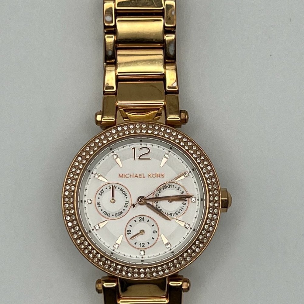 Michael Kors Rose Gold & Crystals Ladies Watch Extra Links &Working - Picture 11 of 11